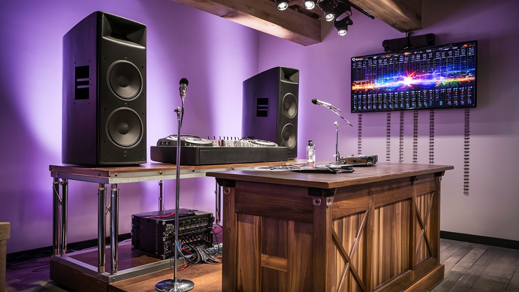 business audio equipment setup