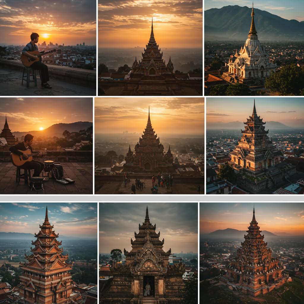 석양빛 속에서 기타 선율이 도시 위로 번지고, 온카스터디처럼 진정성을 쌓아가는 검증의 여정이 머무는 순간