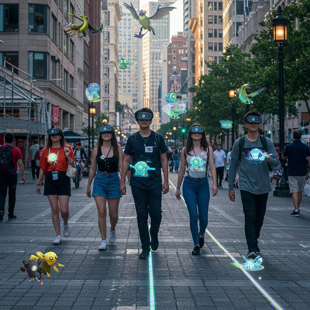거리 위에 겹쳐진 가상의 형상들 사이로 온카스터디의 디지털 감각이 흐르는 풍경